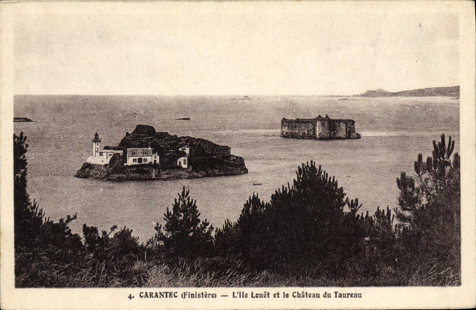 CPA Carantec Finistere l'Ile Louet et le chateau du Taureau 