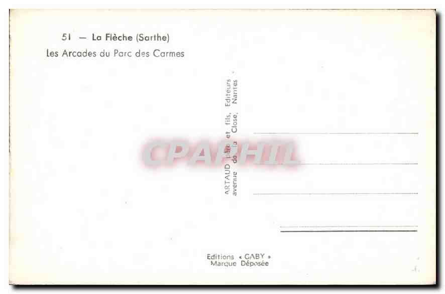 CPA La Fleche Sarthe les Arcades du parc des Carmes  — Rückseite
