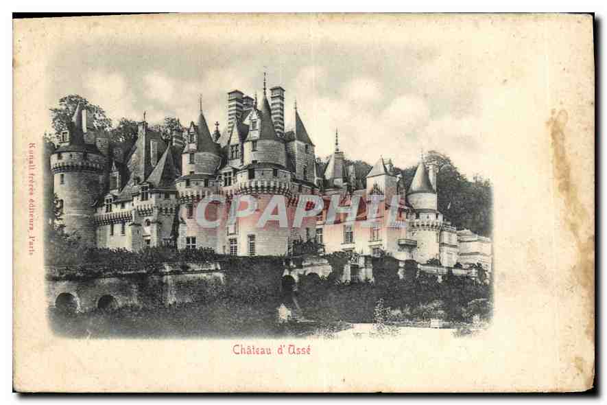 Château d'Assé — vue du château sur un cours d'eau — éditeur Kérali frères éditions, Paris