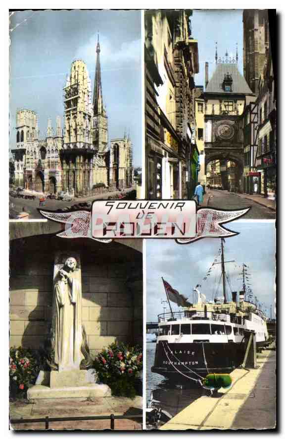 CPA Rouen la cathedrale le Gros Horloge Jeanne d'Arc le port 