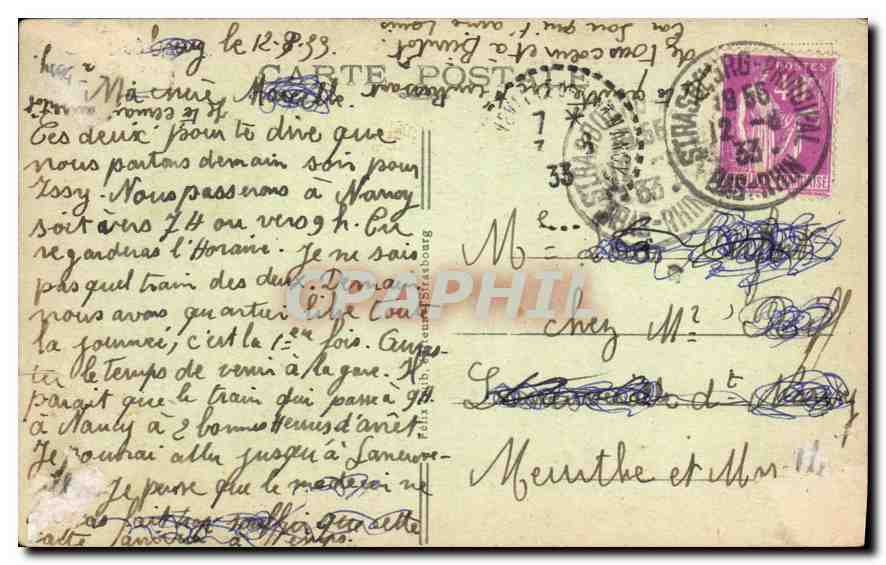 CPA Strasbourg avenue de la Liberte  — Rückseite
