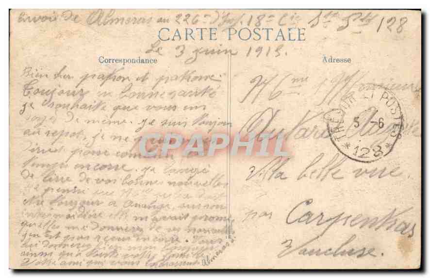 CPA Vermelles pas de calais rue principale  — Rückseite