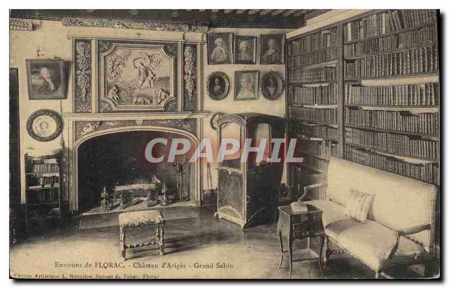 CPA Environs de Florac chateau d'Ariges grand Salon  Bibliotheque
