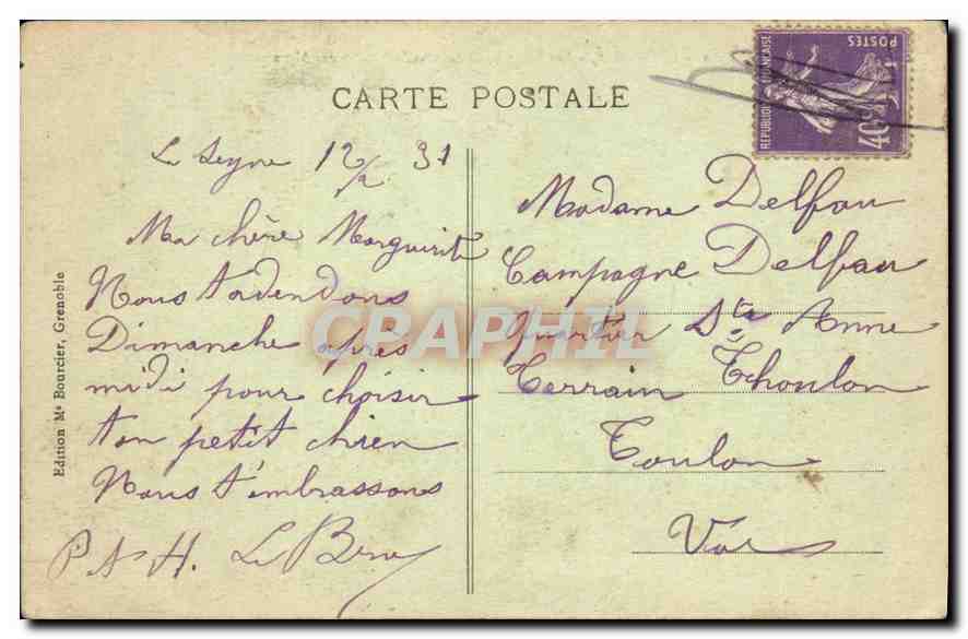 CPA Grenoble les Ponts sur l'Isere et la Chaine des Alpes  — Rückseite