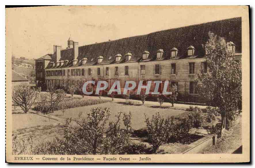 CPA Evreux Couvent de la Providence facade Ouest jardin 