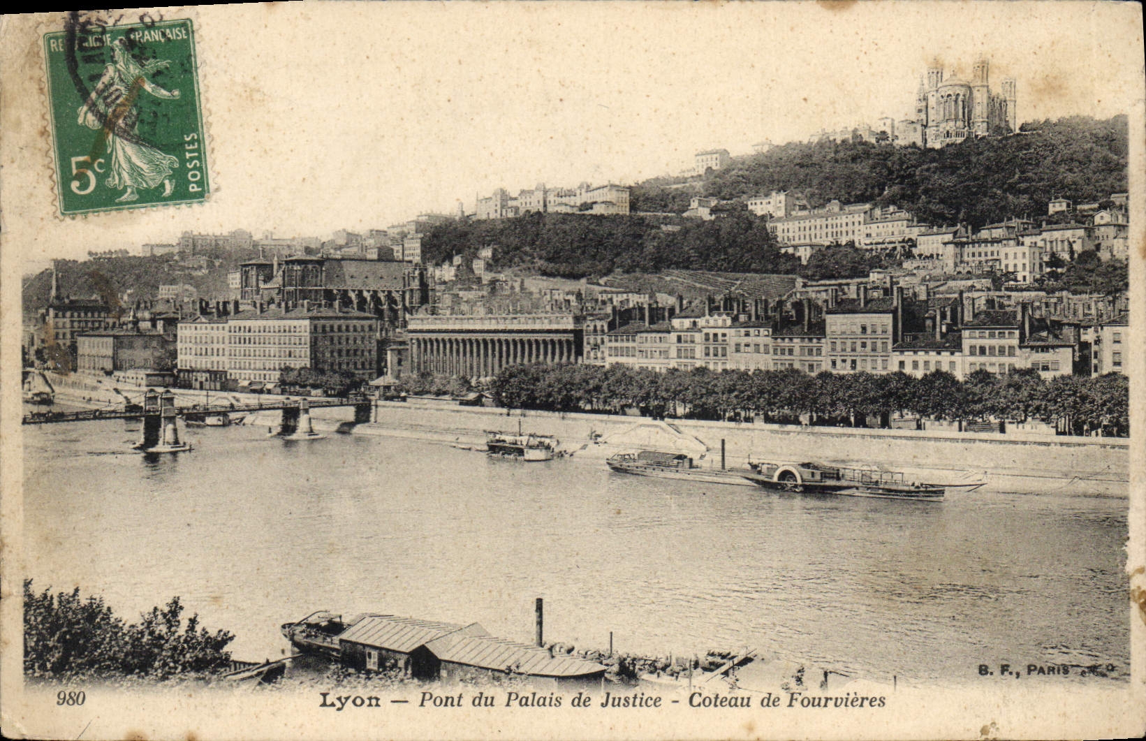 CPA Lyon pont du palais de justice coteau de Fourvieres 