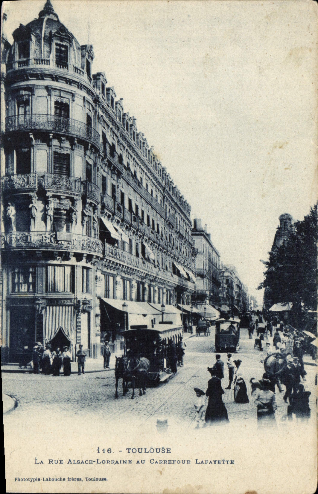 La Rue Alsace-Lorraine au Carrefour Lafayette — Toulouse — Phototypie Labouche frères, n°116