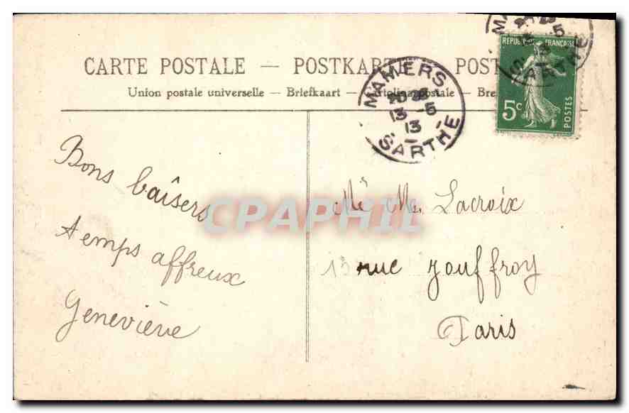 CPA Mamers eglise Notre Dame  — Rückseite