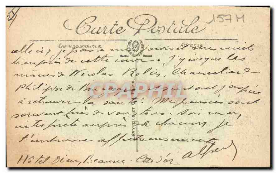 CPA Beaune hotel Dieu la Cour d'honneur  — Rückseite