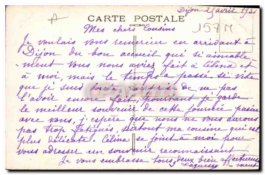 CPA Dijon Rond Point du parc monument de la Victoire et du souvenir 1914 1918  — Rückseite