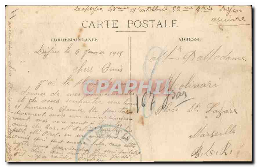 CPA Dijon Hotel des Postes et rue du Chateau  — Rückseite
