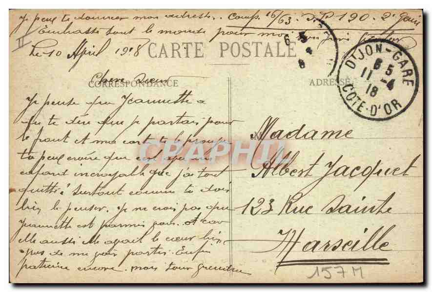 CPA Dijon Place d'Armes  — Verso
