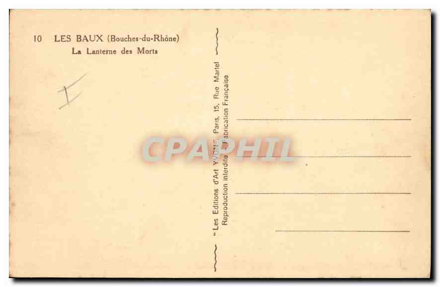 CPA Les Baux Bouches du Rhone La Lanterne des Morts  — Verso