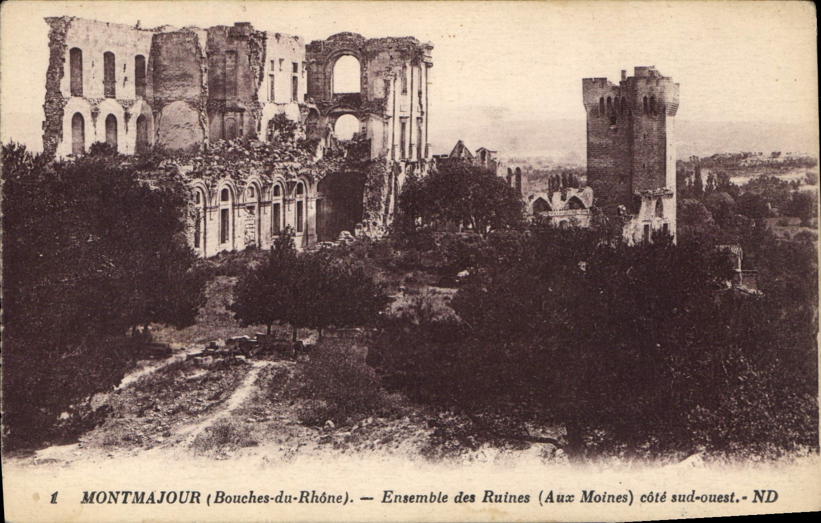 CPA Montmajour Bouches du Rhone Ensemble des Ruines Aux Moines cote sud ouest 