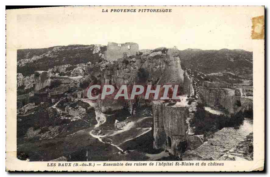 Les Baux (B.-du-R.) — Ensemble des ruines de l'hôpital St-Blaise et du château
