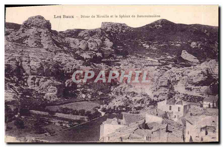 CPA Les Baux Decor de Mireille et le Sphinx de Roncoutouiero 