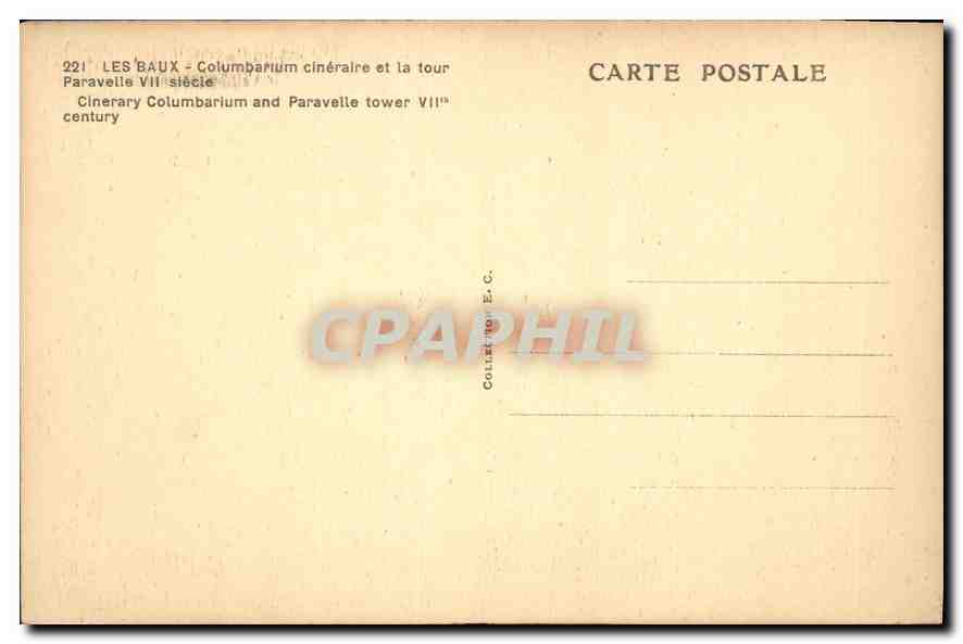 CPA Les Baux Columbarium cineraire et la tour Paravelle VII siecle  — Verso