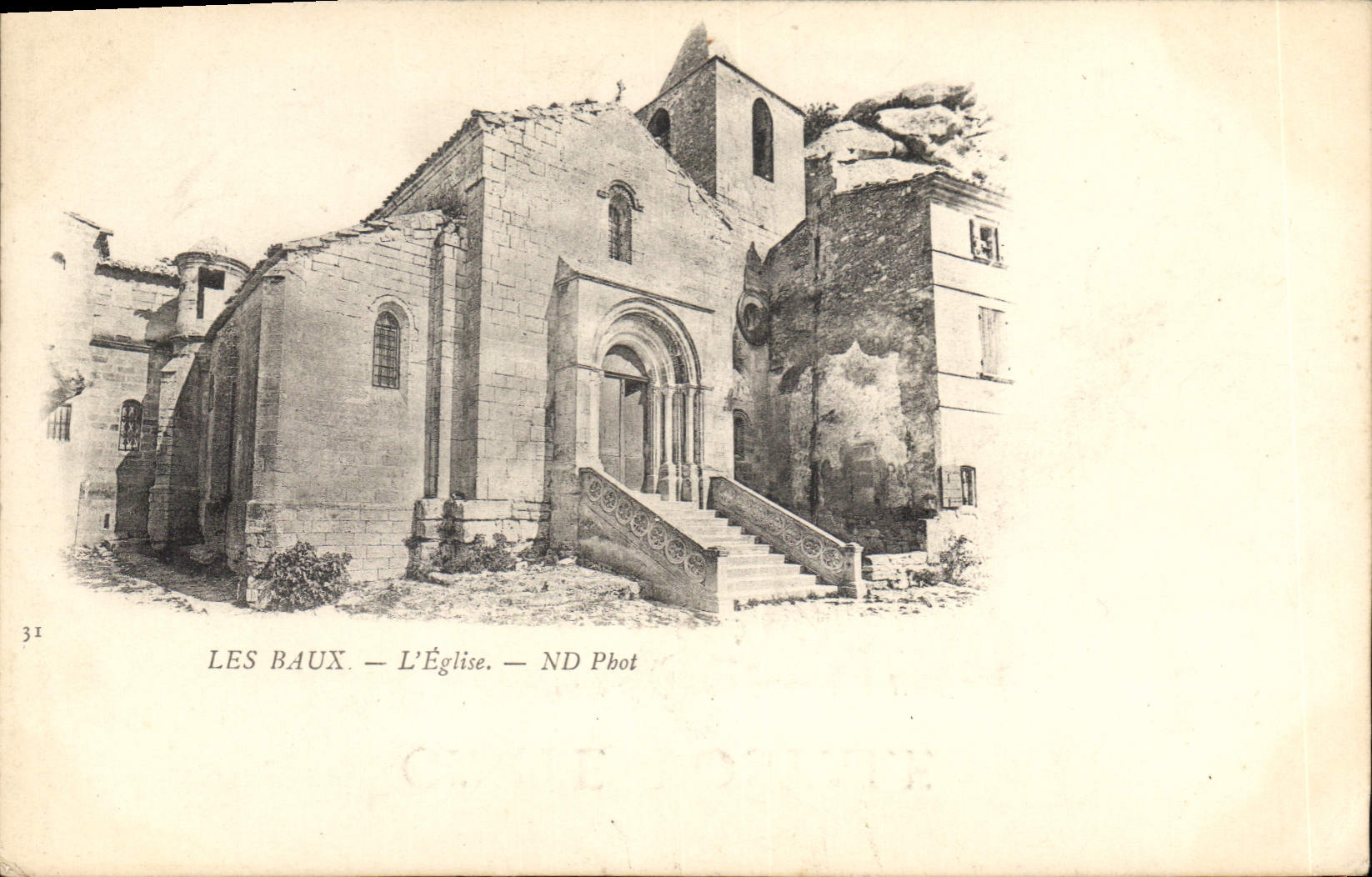 Antike Ansichtskarte Les Baux Die Kirche