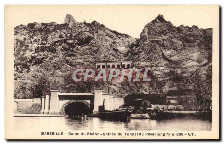 CPA Marseille Canal du Rhone Entree du Tunnel du Rove 