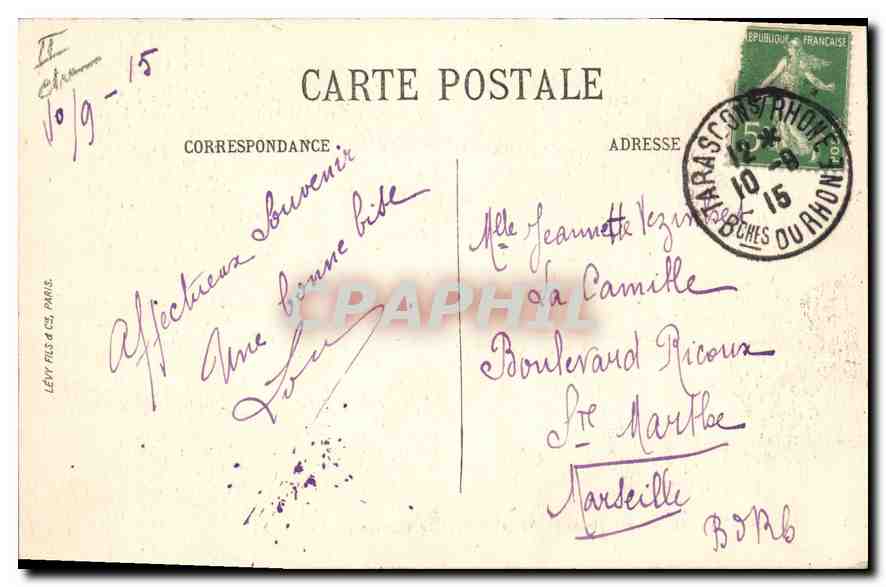 CPA Tarascon Les Bords du Rhone et Pont du Chemin de Fer  — Rückseite