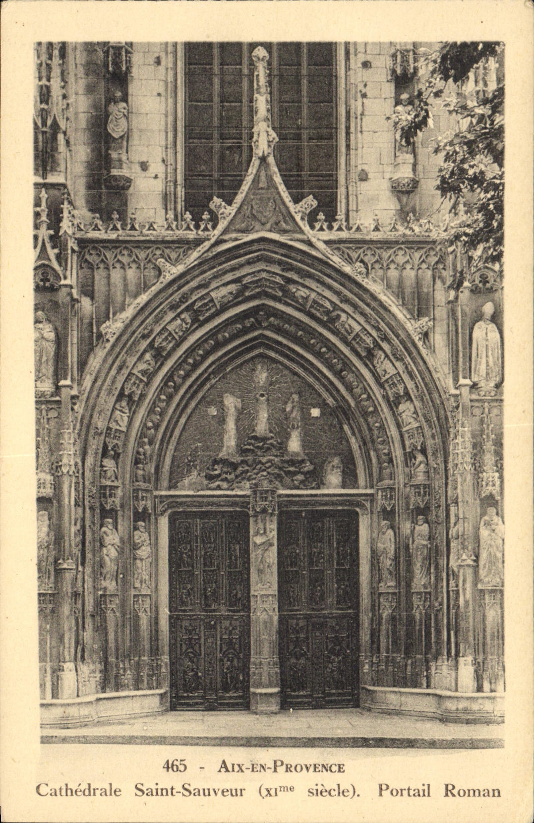 Aix-en-Provence — Kathedrale Saint-Sauveur, romanischer Portal (11. Jahrhundert) — Ausgabe « La Cigogne », Marseille