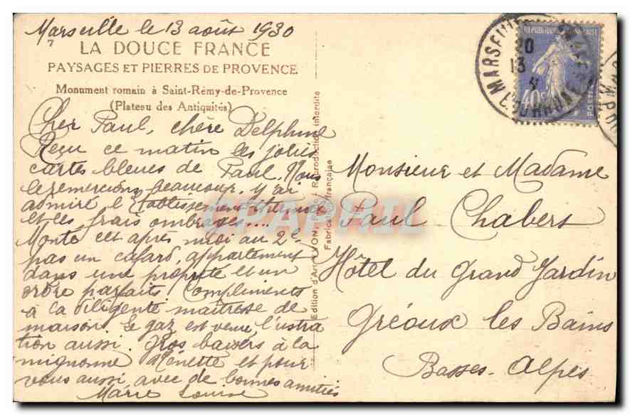 CPA St Remy en Provence Les Monument Romains (Plateau des Antiquites) — Rückseite