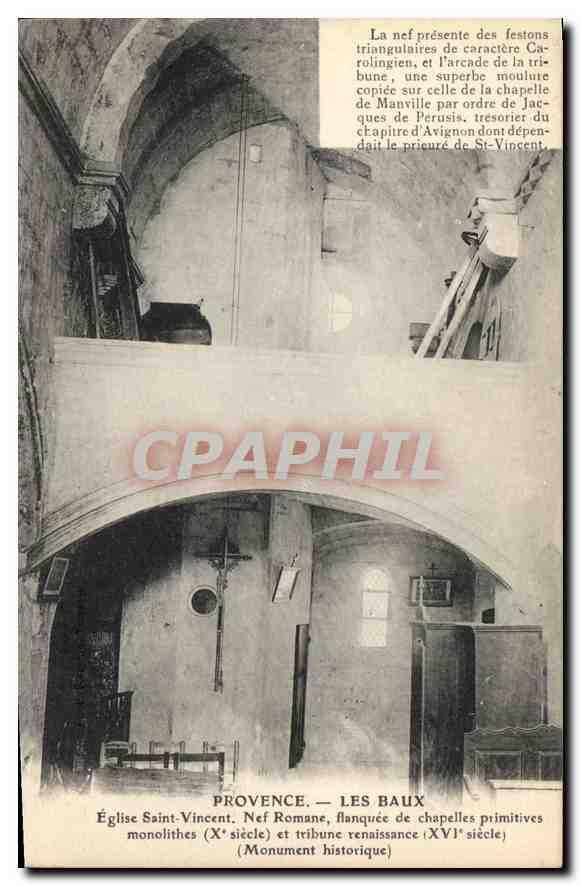 CPA Provence Les Baux Eglise St Vincent Nef Romane flanquee de Chapelle primitives monolithes (Xe si