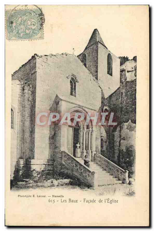 Les Baux - Façade de l'Église — Phototypie E. Lacour — n° 615