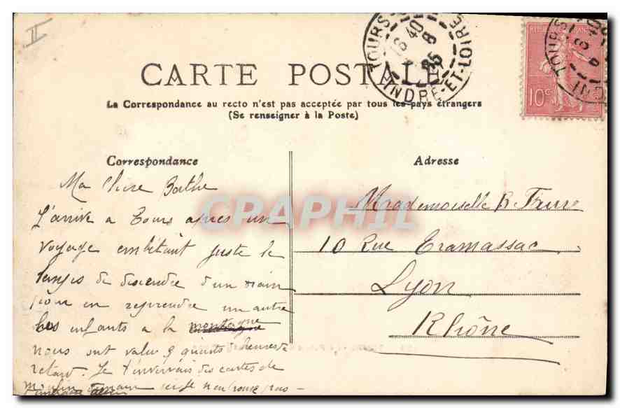 CPA Tours Le Palais de Justice et la Place — Rückseite