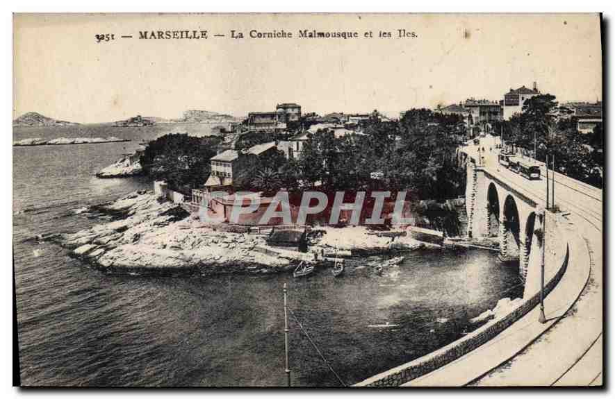 CPA Marseille La Corniche Malmousque et les Iles