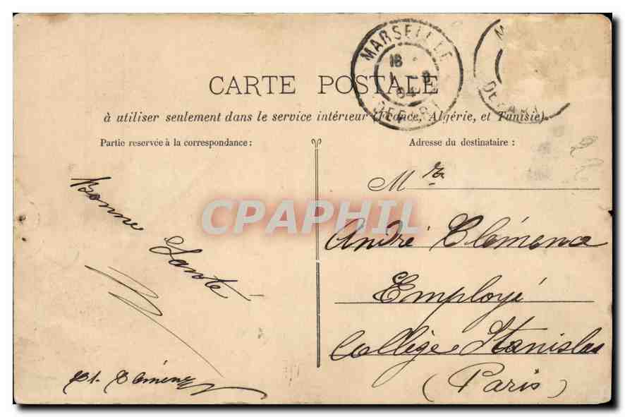 CPA Marseille Le Fort St Jean — Verso