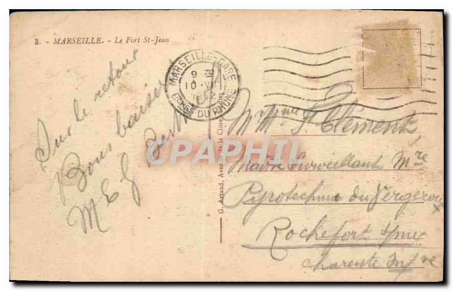 CPA Marseille Le Fort St Jean — Verso