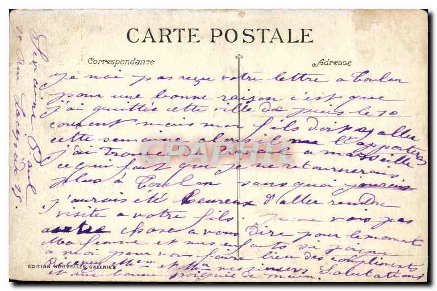 CPA Marseille Le Palais Longchamp — Verso
