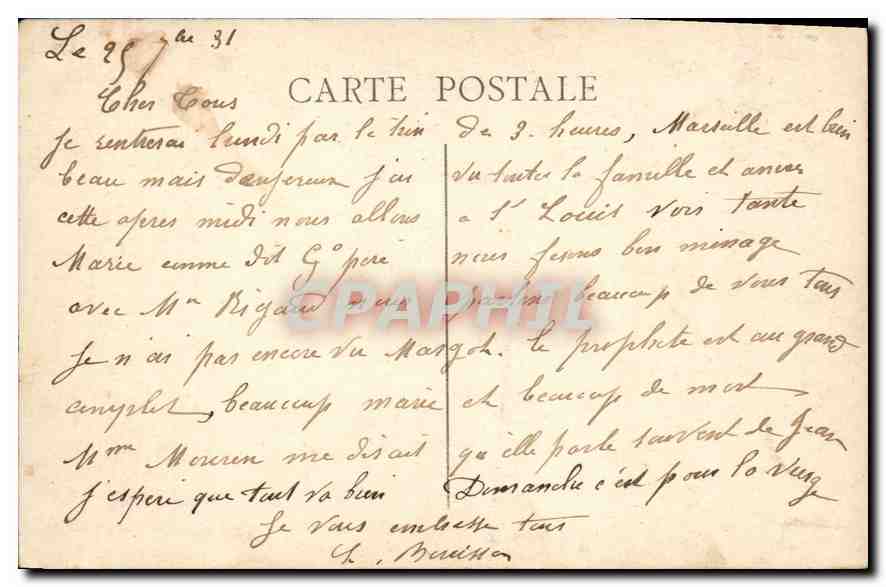 CPA Marseille N D de la Garde et le Chateau d'If — Rückseite