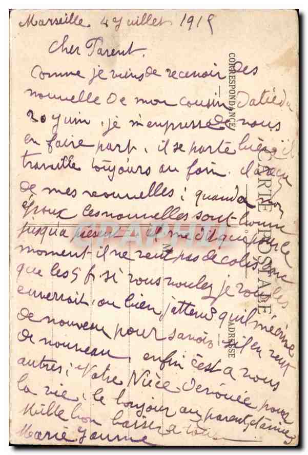 CPA Marseille N D de la Garde Cathedrale et Canal St Jean — Rückseite