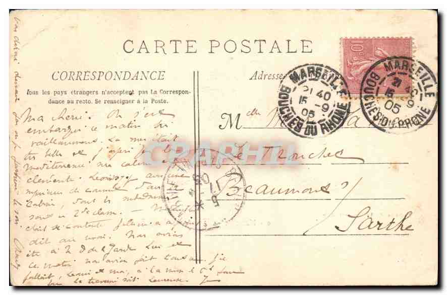 CPA Marseille L'Entree du Vieux Port — Verso