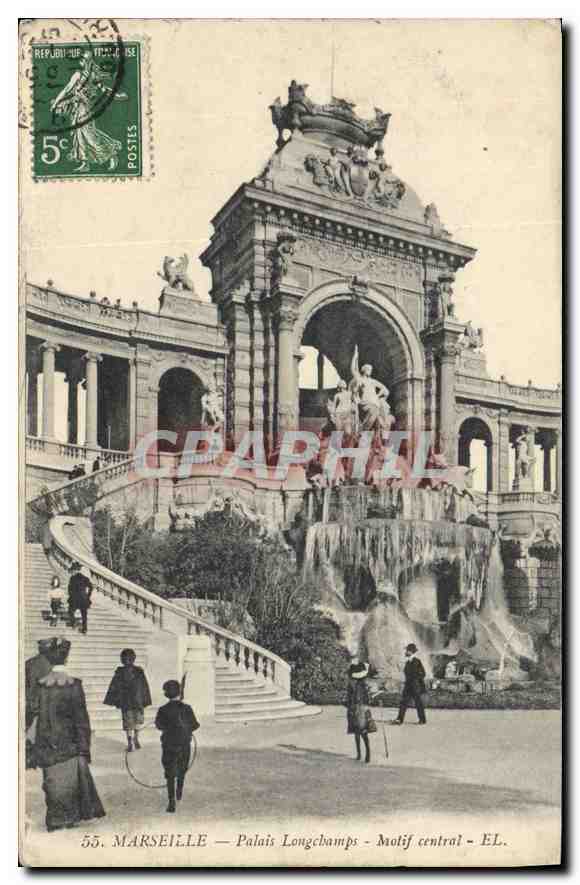 CPA Marseille Palais Longchamps Motif Central
