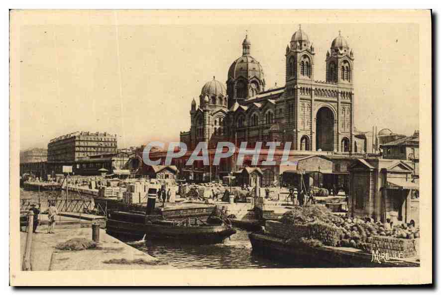 CPA Marseille La Cathedrale et le Quai de la Joliette