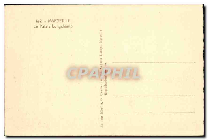 CPA Marseille Le Palais Longchamp — Rückseite