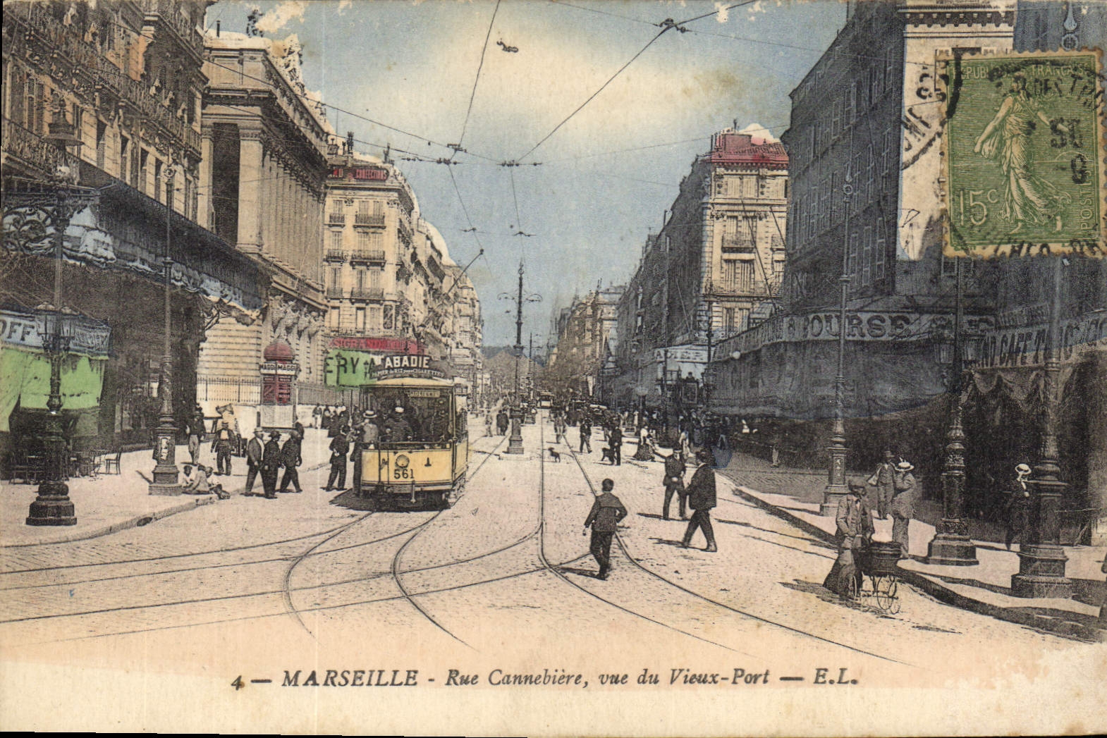 CPA Marseille Rue Cannediere vue du Vieux Port