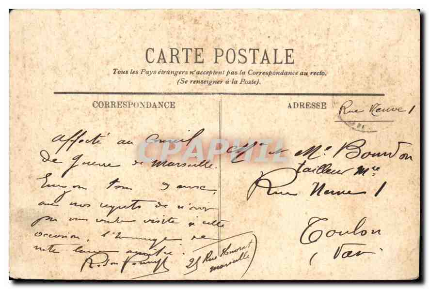CPA Marseille La Jetee et le Phare Sainte Marie — Rückseite