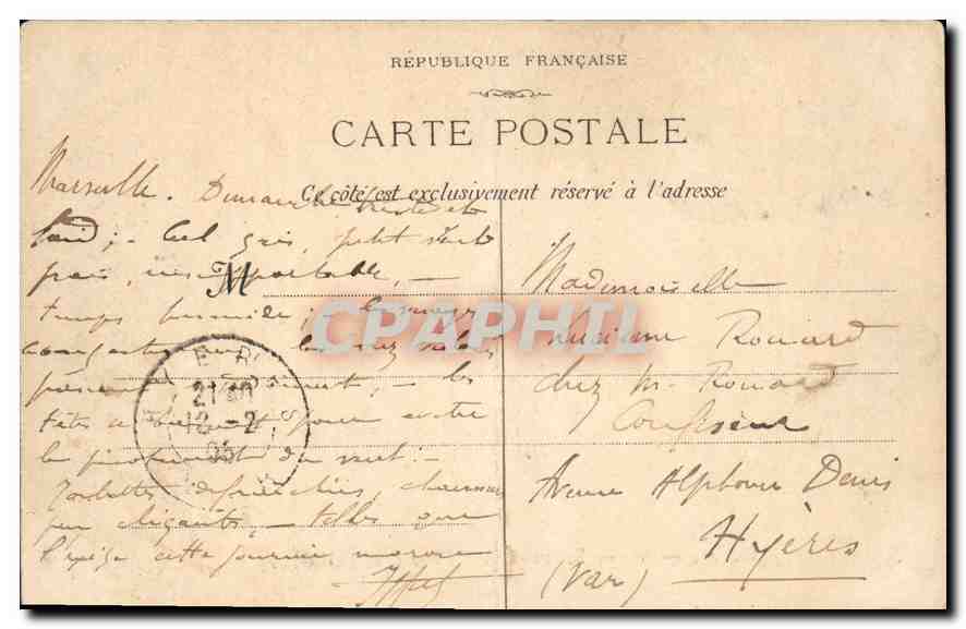 CPA Marseille Promenade du Prado — Rückseite