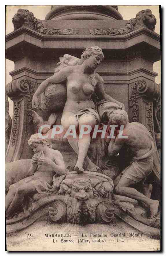 CPA Marseille La Fontaine Cantini (detail) La Source