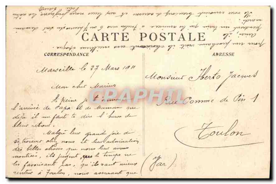 CPA Marseille Le Fort St Jean — Rückseite