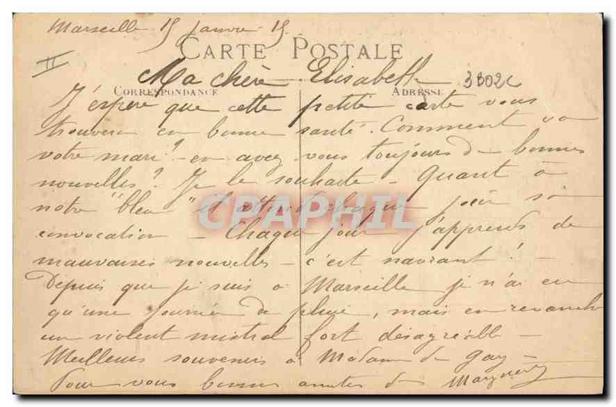 CPA Marseille L'Armee des Indes Un Coin du camp la Plage Militaria — Rückseite
