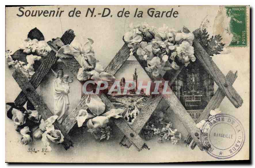 CPA Marseille Souvenir de N D de la Garde