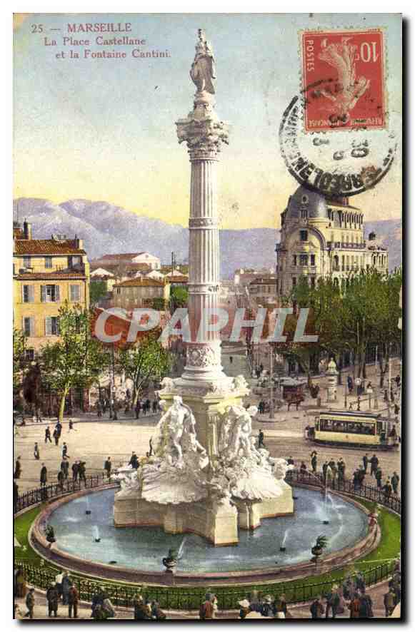 CPA Marseille La Place Castellane et la Fontaine Cantini