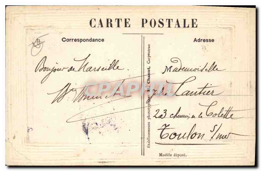 CPA Marseille Notre Dame de la Garde — Rückseite