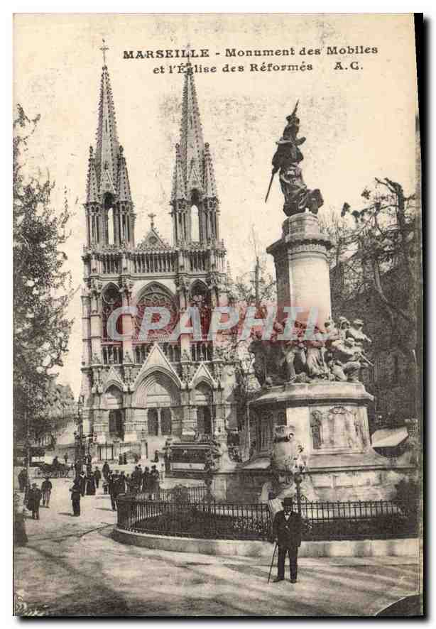 CPA Marseille Monument des Mobiles et l'Eglise des Reformes