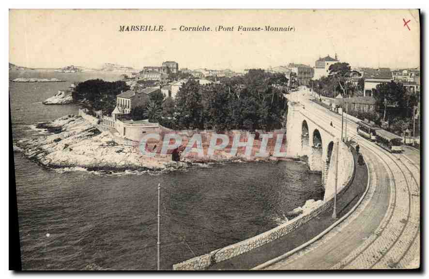 CPA Marseille Corniche Pont Fausse Monnaie